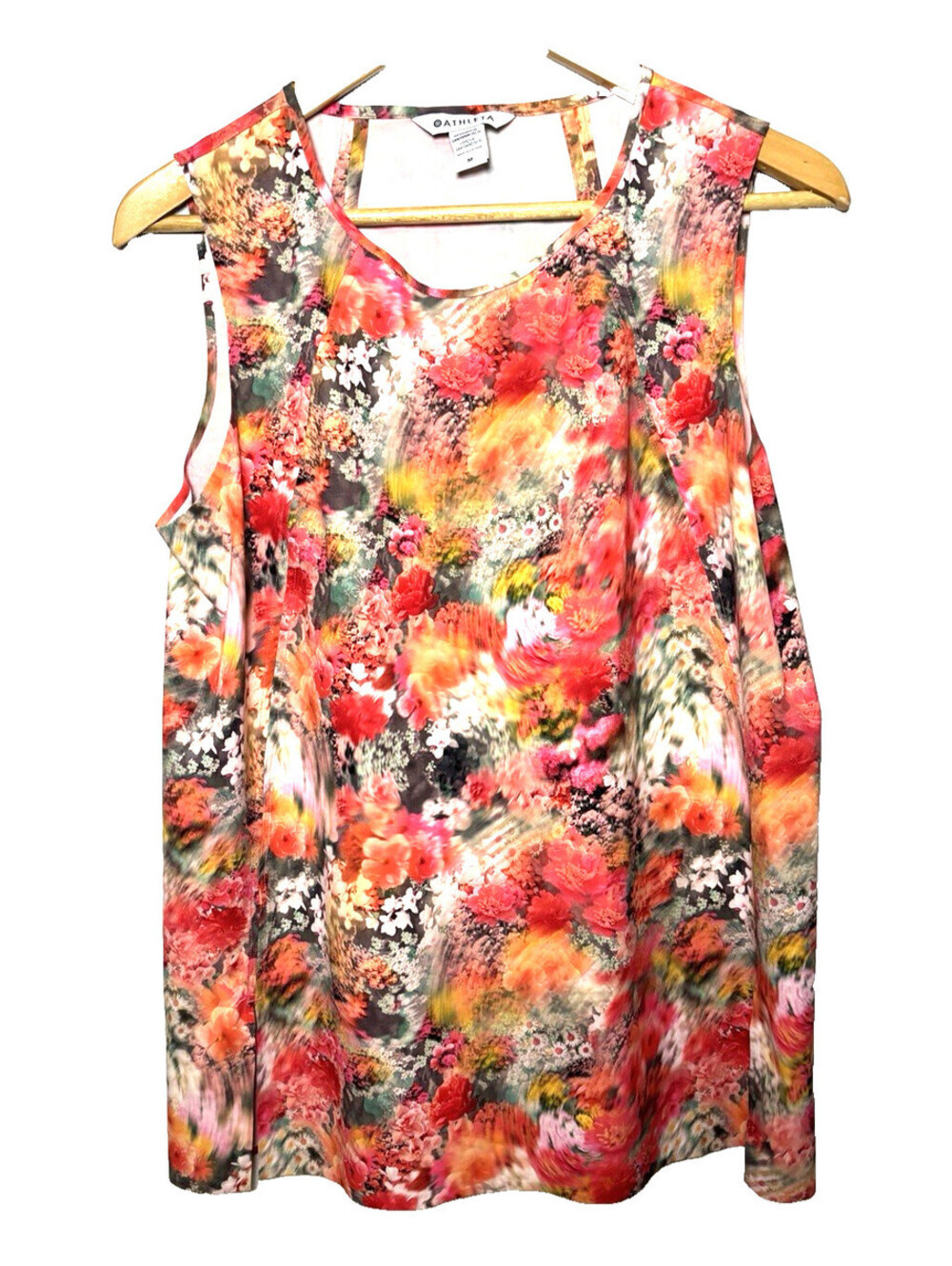 Athleta Refined Zephyr Tank Floral Print Sleeveless Workout Top Sz M Motion Blur